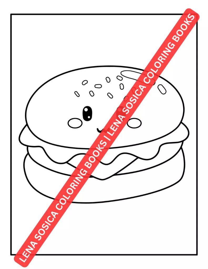 Kawaii Food Coloring Book for Kids: Easy, Fun, and Adorable Kawaii Food and Drink Coloring Pages Preview 1