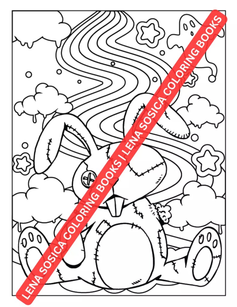 Creepy Kawaii Pastel Goth Coloring Book: Place Where Cute Meets Creepy in the Enigmatic Pastel Gothic Coloring Realm Preview Coloring Image 1