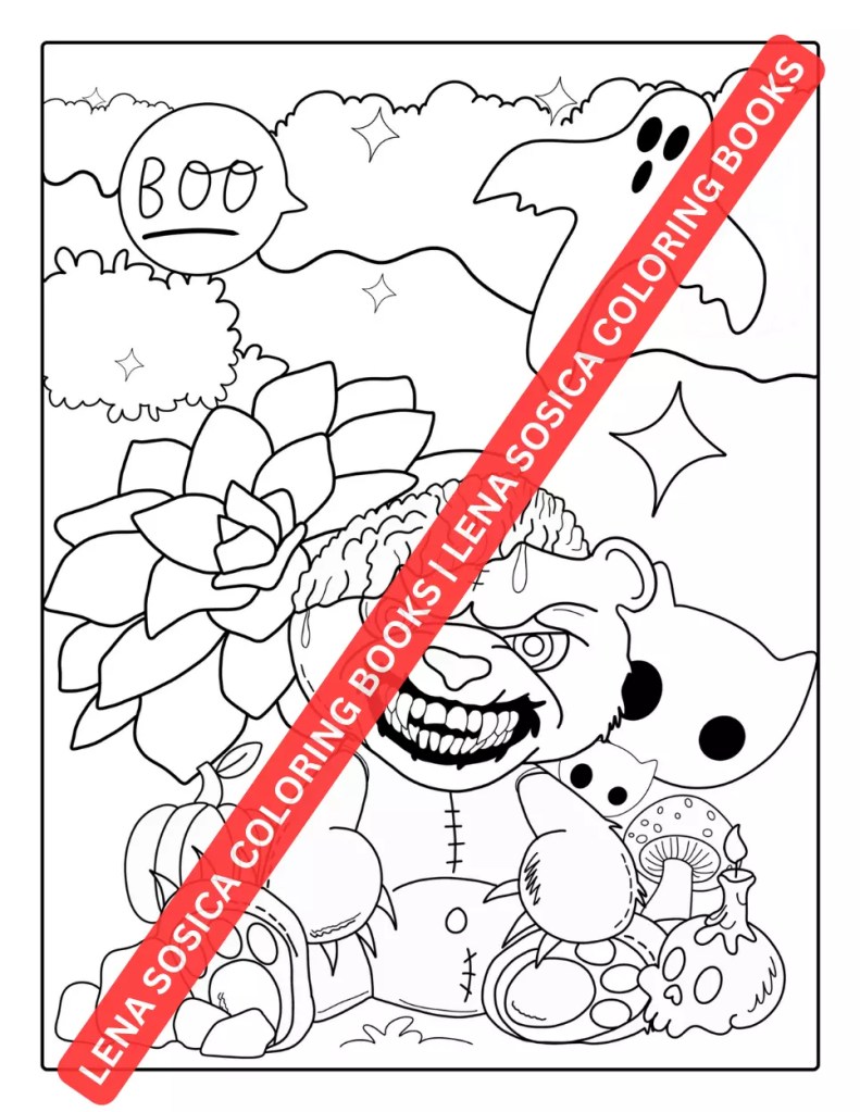 Creepy Kawaii Coloring Book: A Spooktacular Coloring Adventure to Awaken Your Inner Ghostly Artist Preview Coloring Image 2