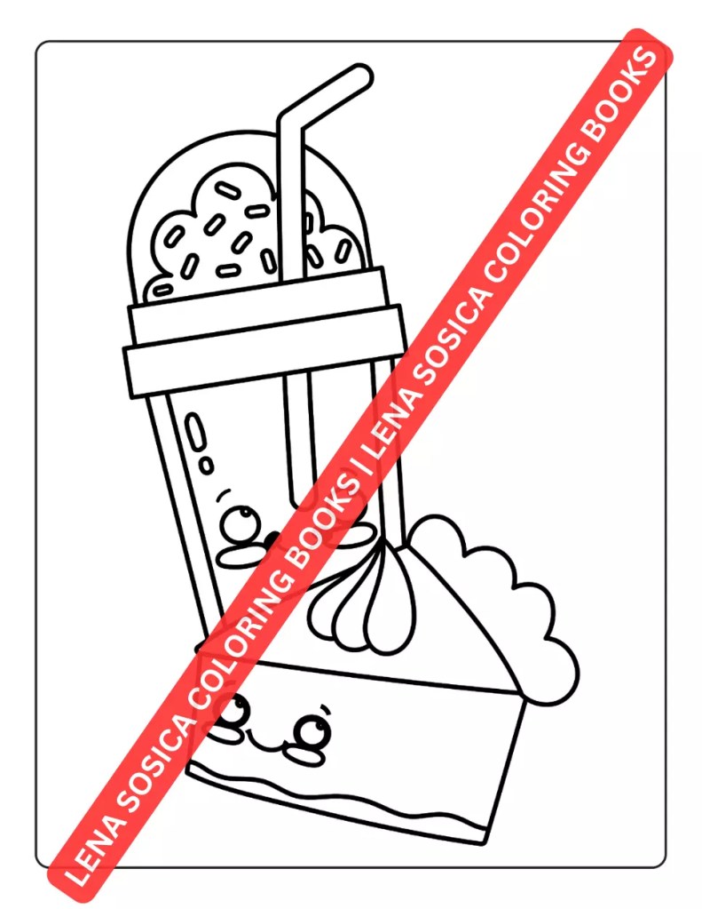 Kawaii Food Coloring Book for Kids: Simple and Fun Coloring Pages Preview 3