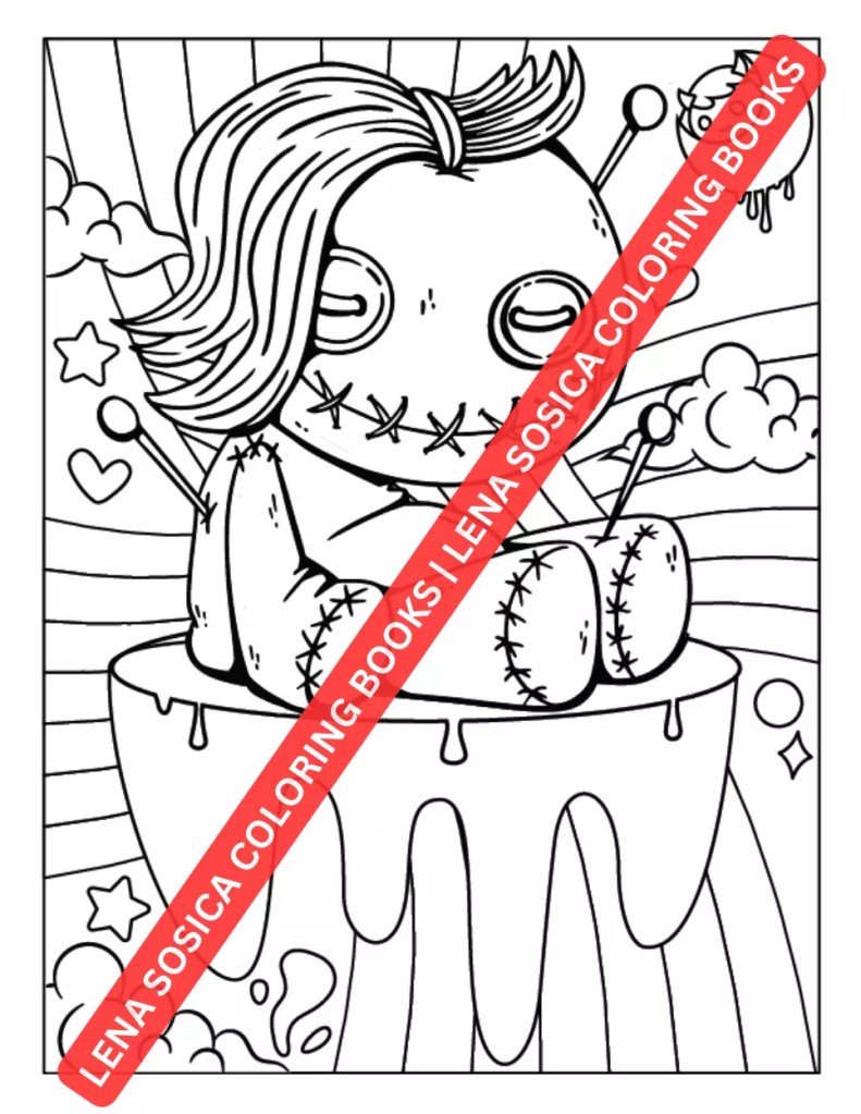 Creepy Kawaii Pastel Goth Coloring Book: Place Where Cute Meets Creepy in the Enigmatic Pastel Gothic Coloring Realm Preview Coloring Image 3