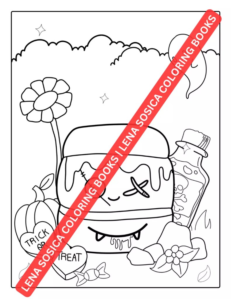 Creepy Kawaii Coloring Book: A Spooktacular Coloring Adventure to Awaken Your Inner Ghostly Artist Preview Coloring Image 4