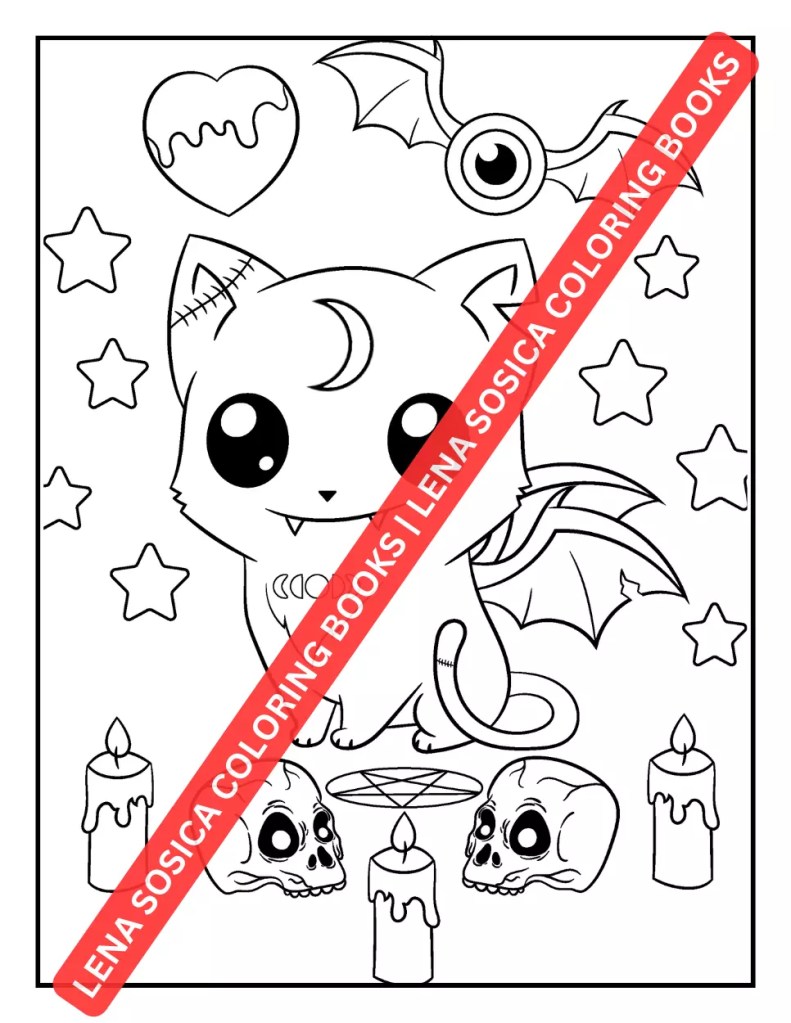 Creepy Kawaii Pastel Goth Coloring Book: Cute Horror Spooky Chibi Coloring Pages for Adults and Teens Preview 4