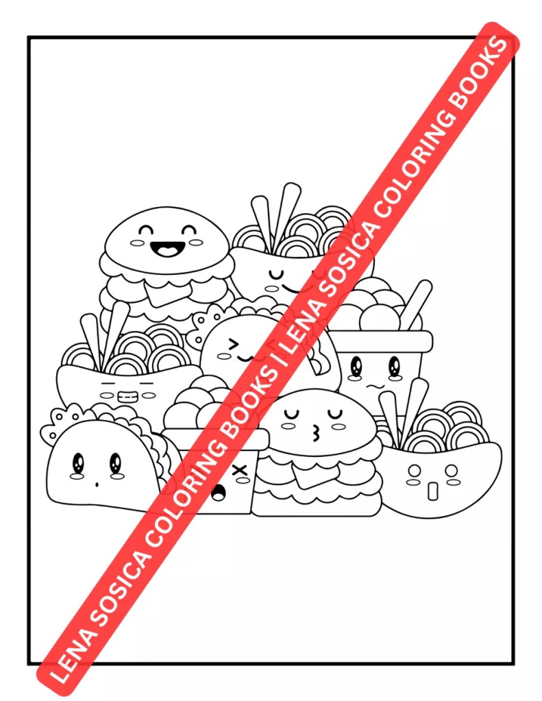 Kawaii Food Coloring Book for Kids: Easy, Fun, and Adorable Kawaii Food and Drink Coloring Pages Preview 5