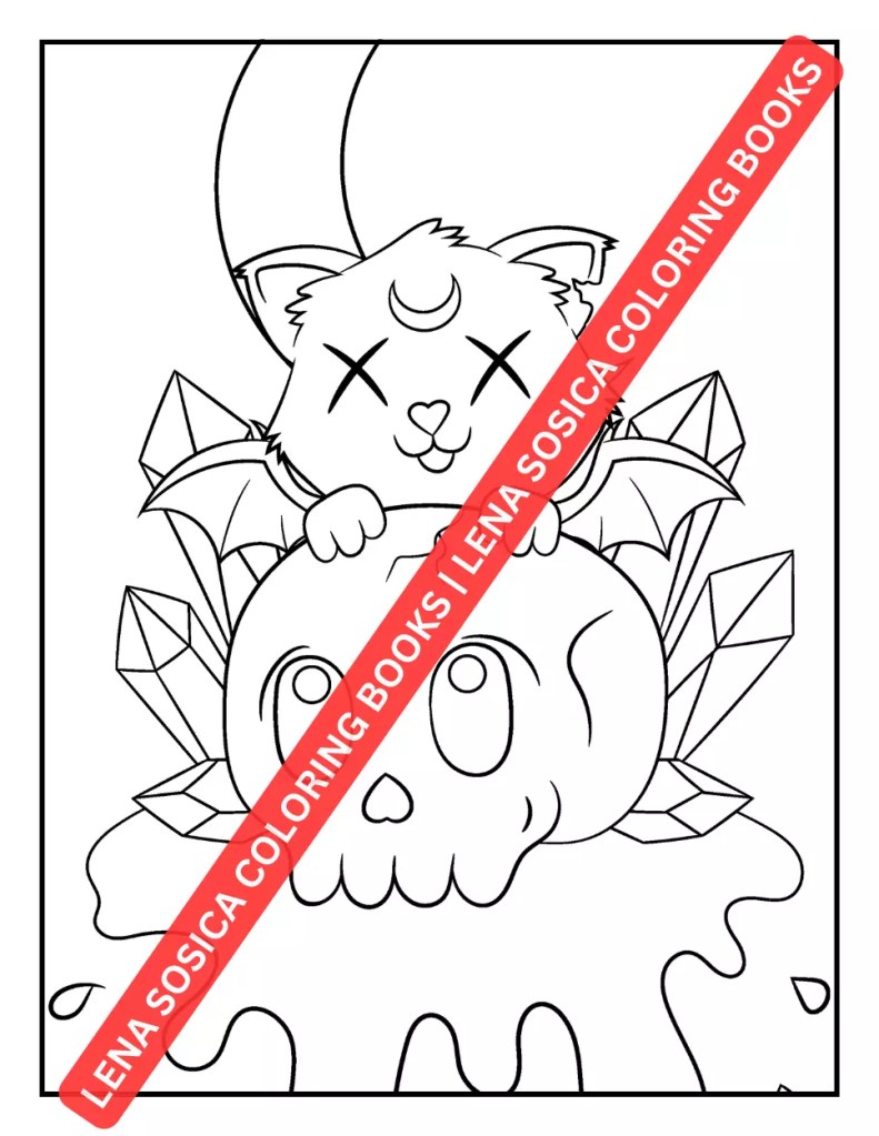 Creepy Kawaii Pastel Goth Coloring Book: Cute Horror Spooky Chibi Coloring Pages for Adults and Teens Preview 9