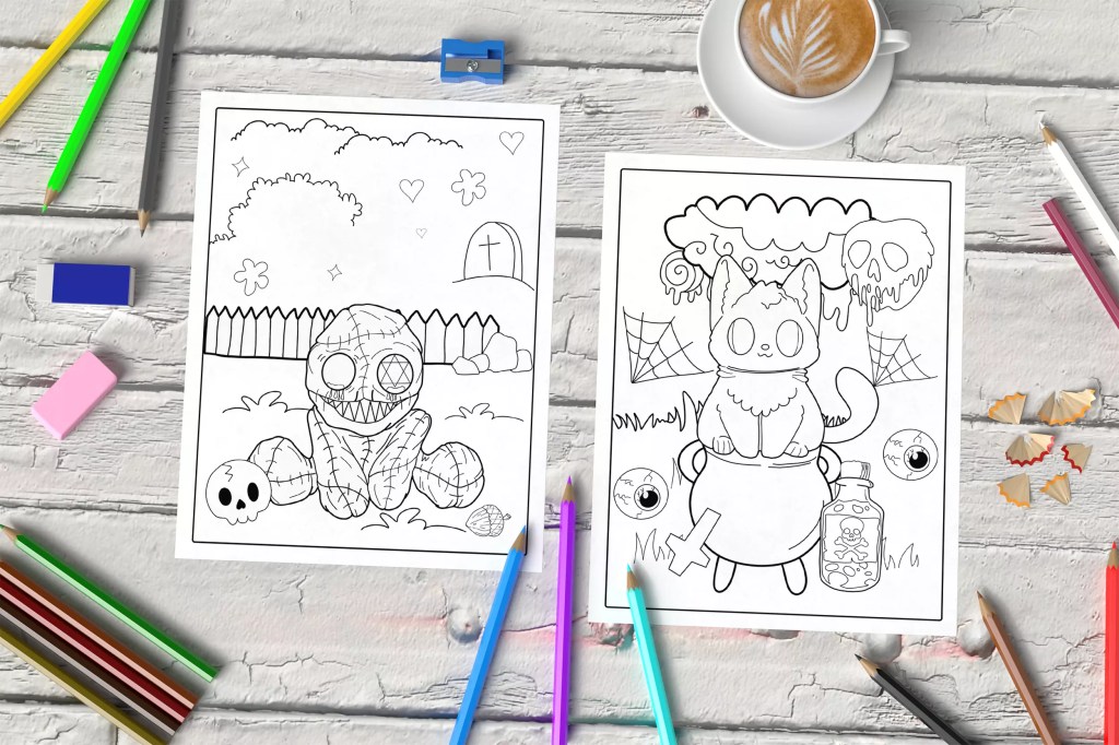 Creepy Kawaii Coloring Book: A Spooktacular Coloring Adventure to Awaken Your Inner Ghostly Artist Mockup Image 2