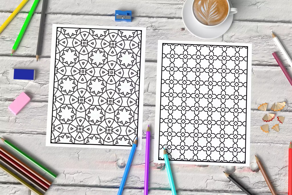 Harmonious Designs Coloring Book: Geometric Designs to Unwind, Reflect, and Find Inner Balance Examples Preview