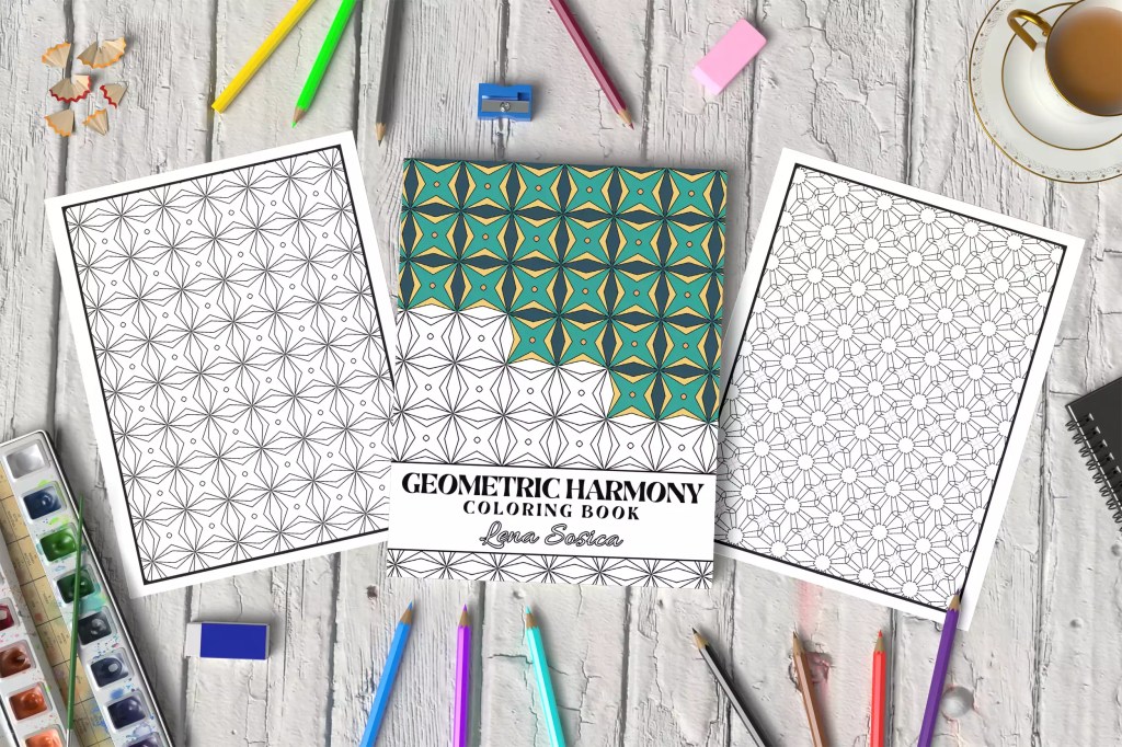 Geometric Harmony Coloring Book Covers Preview
