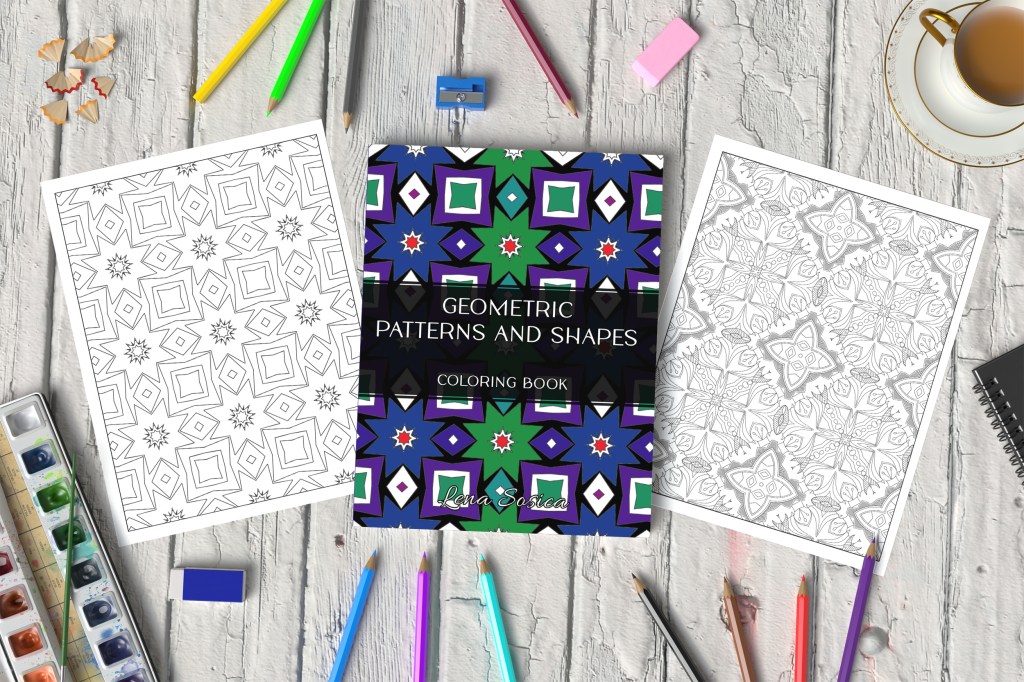 Geometric Patterns and Shapes Coloring Book: A Meditative Journey for Mindful Creations - Discover Relaxation with Geometric Coloring Patterns Mockup 1
