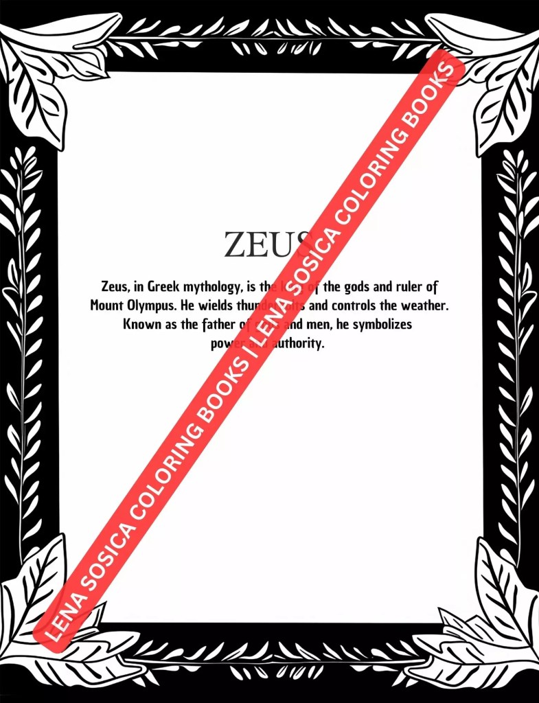 Greek Gods Coloring Book: The Men of Mount Olympus in a World of Color Preview 2