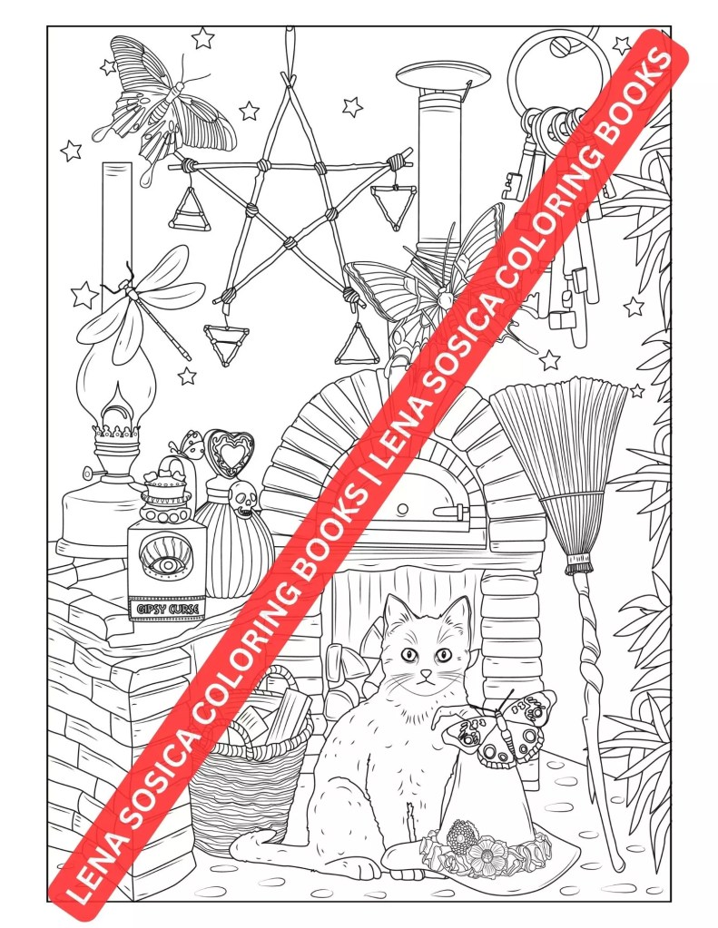 Witchcraft - Magic Spells Coloring Book: Dive into the World of Witches, Spells, and Magic Potions with this Exquisite Coloring Book Preview 4