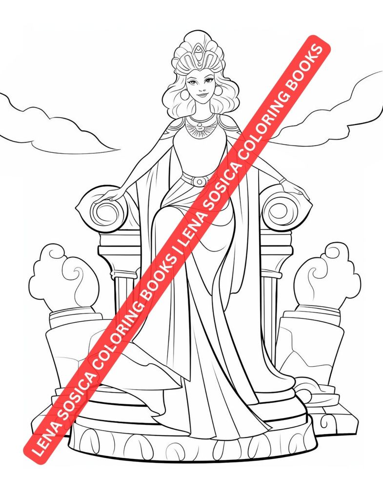 Greek Goddesses Coloring Book: The Women of Mount Olympus in a World of Color Preview 4