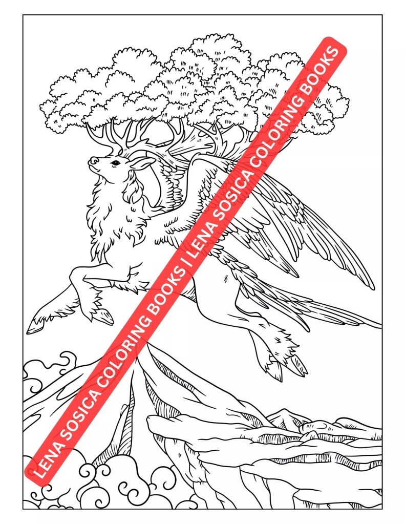 Fantasy Coloring Book: Journey Through Enchanted Realms Preview 5