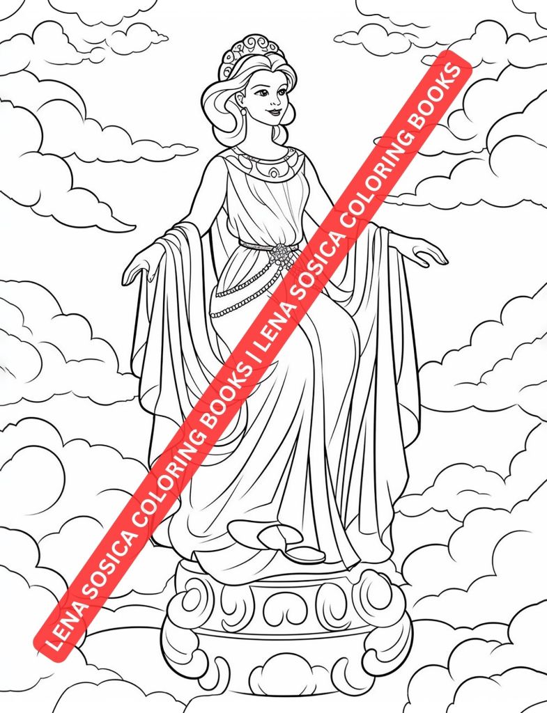 Greek Goddesses Coloring Book: The Women of Mount Olympus in a World of Color Preview 5