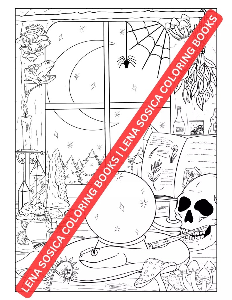 Witchcraft - Magic Spells Coloring Book: Dive into the World of Witches, Spells, and Magic Potions with this Exquisite Coloring Book Preview 6