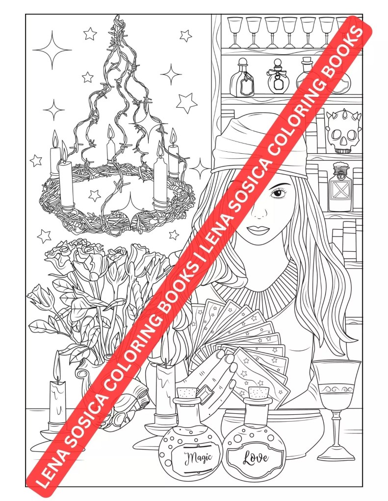 Witchcraft - Magic Spells Coloring Book: Dive into the World of Witches, Spells, and Magic Potions with this Exquisite Coloring Book Preview 7