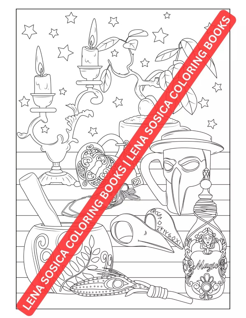 Witchcraft - Magic Spells Coloring Book: Dive into the World of Witches, Spells, and Magic Potions with this Exquisite Coloring Book Preview 8