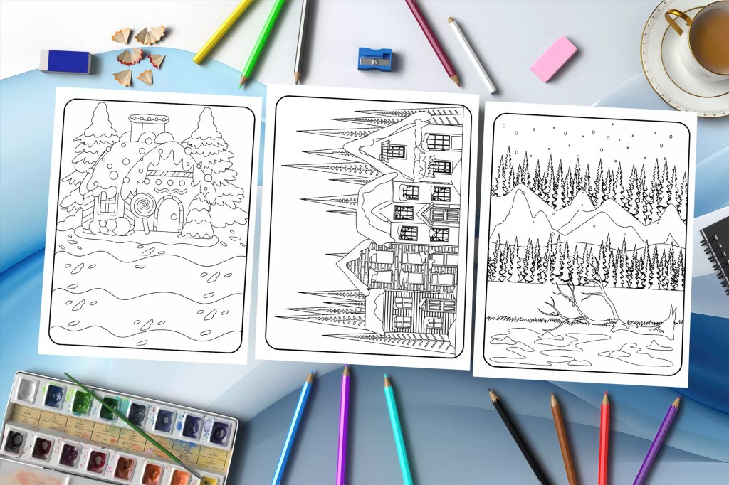 Winter Wonderland Coloring Book: A Whimsical Journey Through Snowy Scenes and Frosty Dreams