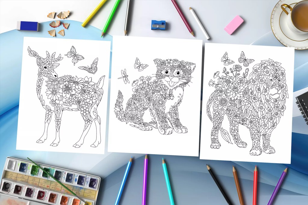 Floral Animals Coloring Book: An Immersive and Relaxing Journey into the Enchanted World of Nature's Graceful Floral-Inspired Animals