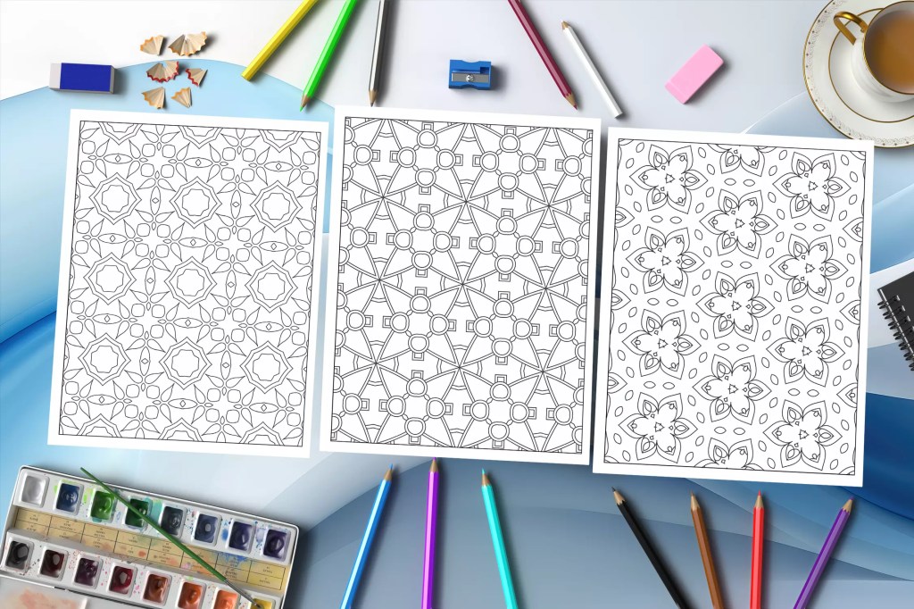 Patterns Coloring Book for Adults: Intricate Geometric Designs for Stress Relief and Mindfulness Mockup 2