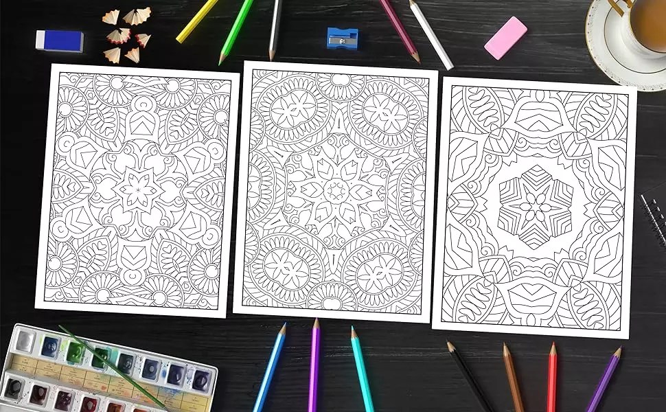 Mindful Patterns Coloring Book: A Soothing Collection of Relaxing Patterns for Stress Relief Mockup 2