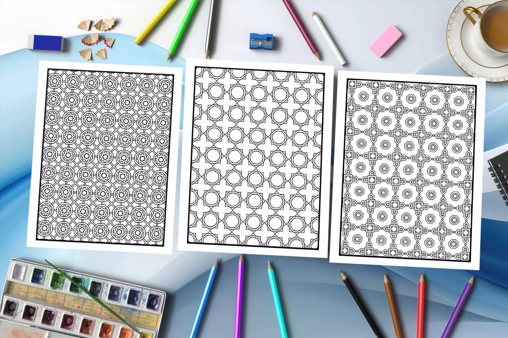 Harmony In Patterns: Journey into Relaxation with Intricate and Symmetrical Coloring Patterns Mockup 2