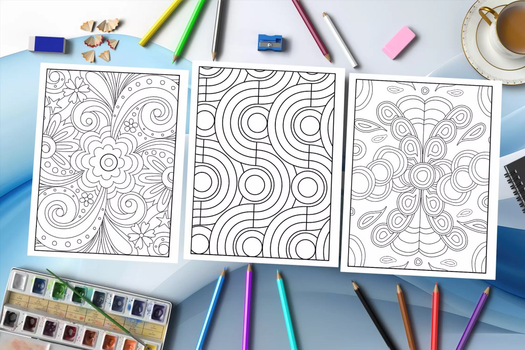Groovy Abstract Patterns Adult Coloring Book: Explore Relaxation with Imaginative Abstract Designs Mockup 2
