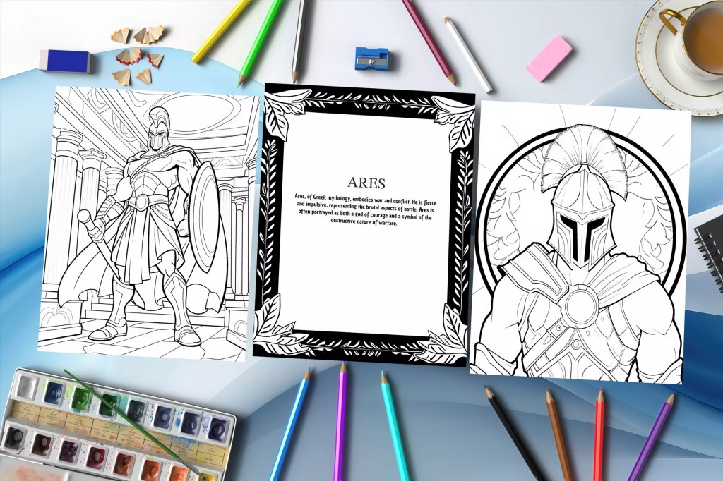 Greek Gods Coloring Book: The Men of Mount Olympus in a World of Color Mockup 2