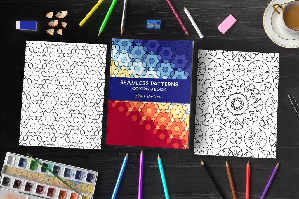 Seamless Patterns Coloring Book: Artistry without Boundaries - Find Inner Peace in Seamless Patterns Mockup Preview 1