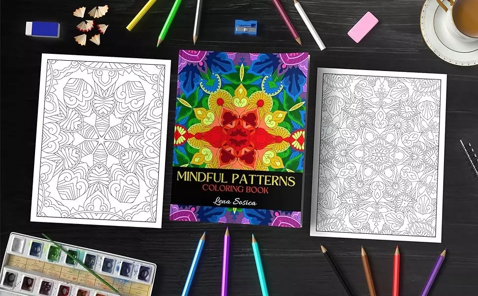 Mindful Patterns Coloring Book: A Soothing Collection of Relaxing Patterns for Stress Relief Mockup 1
