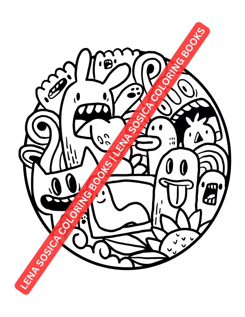 Doodle Coloring Book: Get Ready to Giggle: Colorful Adventures with Hilarious Doodle Characters Preview