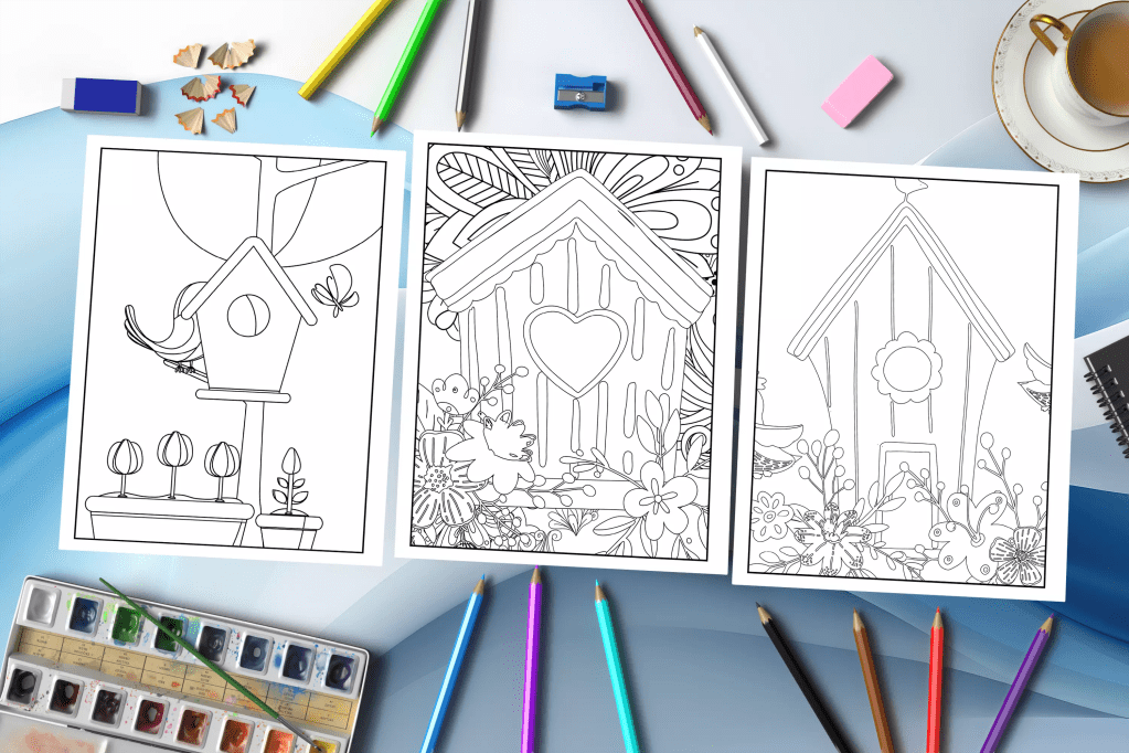 Bird House Coloring Book: Nestled in Colors - A Bird House Coloring Book for Nature Lovers Mockup