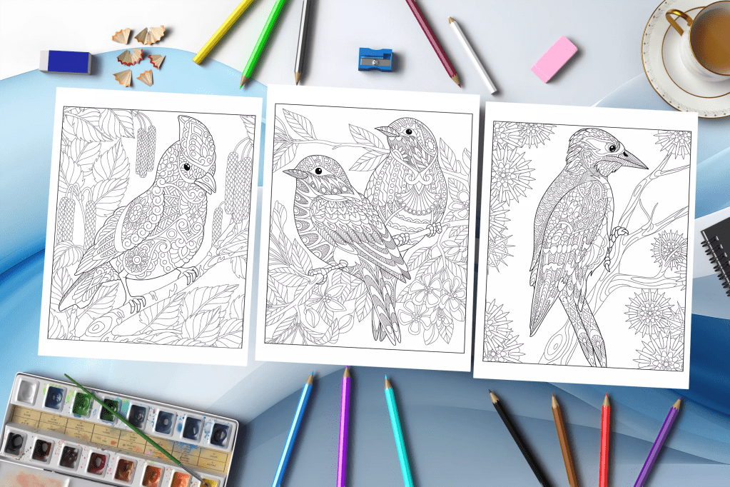 Beautiful Birds Coloring Book: Explore the Mesmerizing World of Mandala Patterned Birds and Awaken Your Creativity Mockup