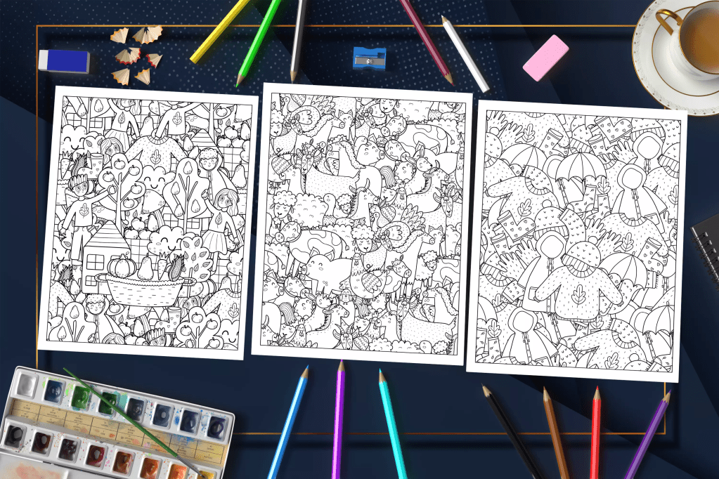 Doodle Coloring Book: Unlock Your Imagination, Relax Your Mind, and Fill Life with Colors Mockup