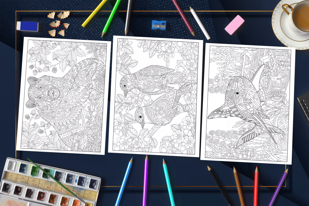 Amazing Animals Coloring Book: Explore the World of Mandala Pattered Animals for Stress Relief and Relaxation Mockup