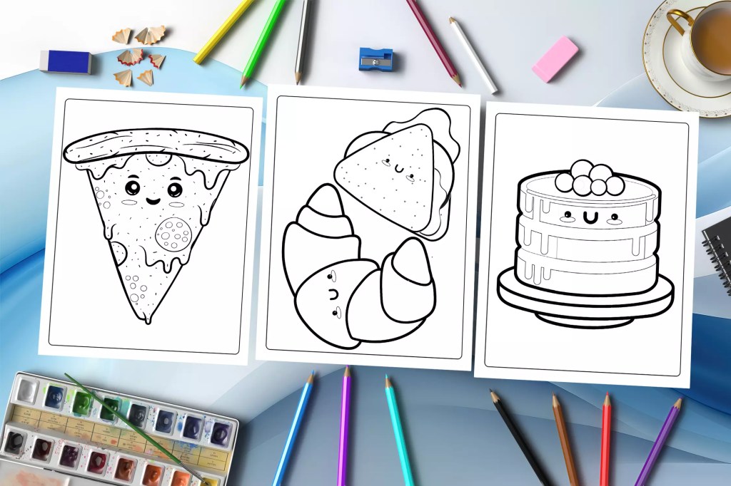 Kawaii Food Coloring Book for Kids: Simple and Fun Coloring Pages Mockup 1