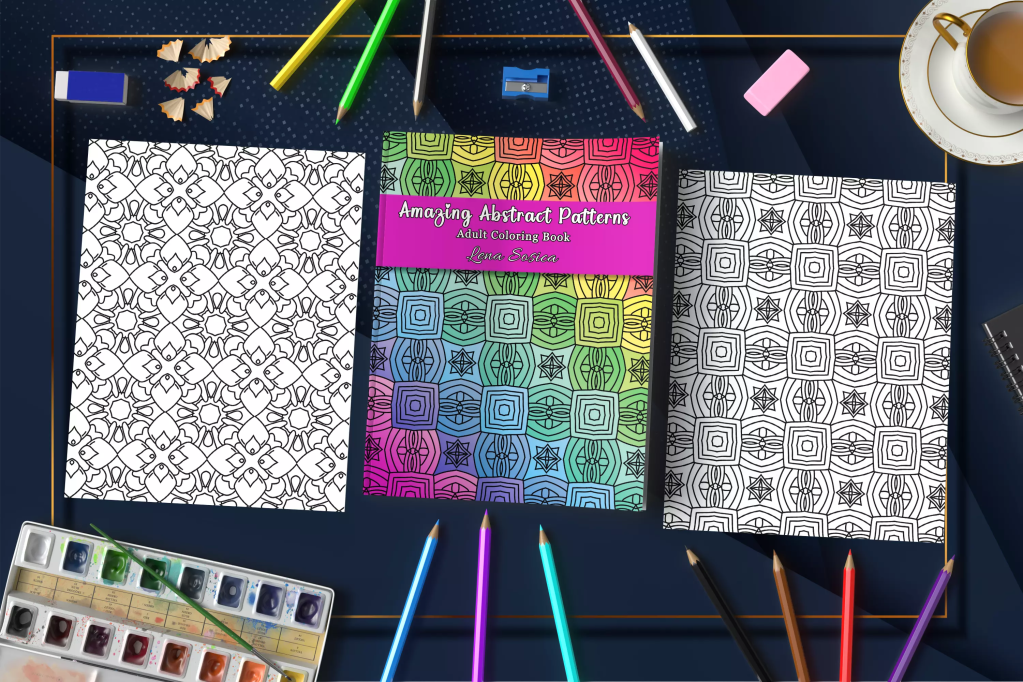 Amazing Abstract Patterns Adult Coloring Book: Colors of Positivity - Intricate Abstract and Geometric Patterns for Relaxation Mockup