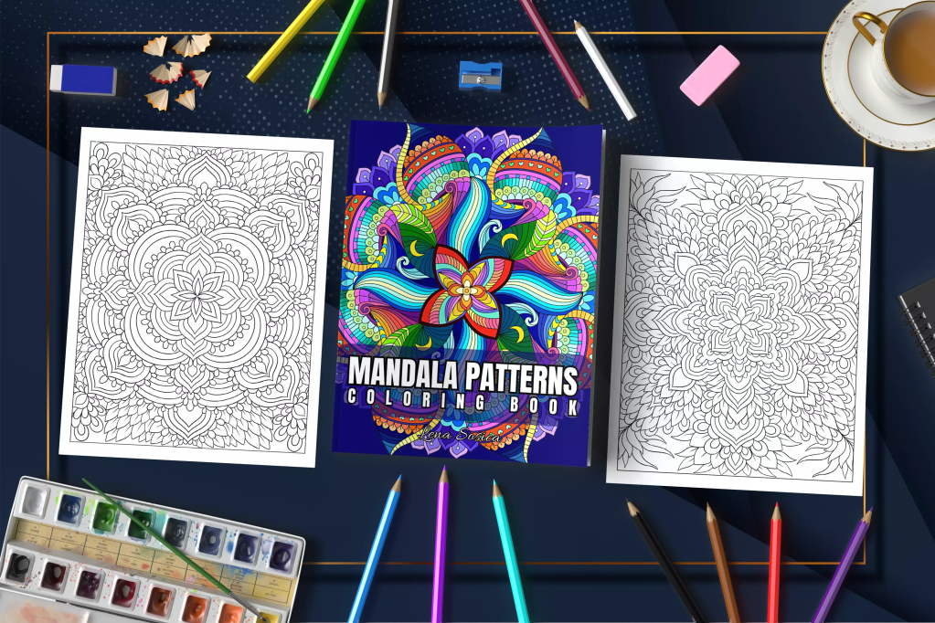 Mandala Patterns Coloring Book: Perfect for Stress Relief and Relaxation, Unleash Calmness with Symmetry and Intricate Mandala Patterns Mockup