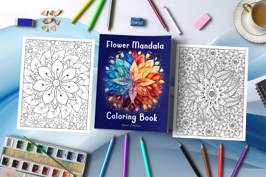 Flower Mandala Coloring Book: 160 Flower Inspired Mandalas Mockup