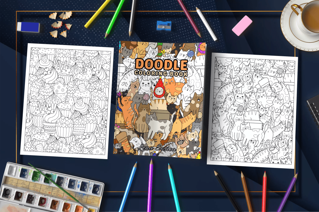 Doodle Coloring Book: Unlock Your Imagination, Relax Your Mind, and Fill Life with Colors Mockup