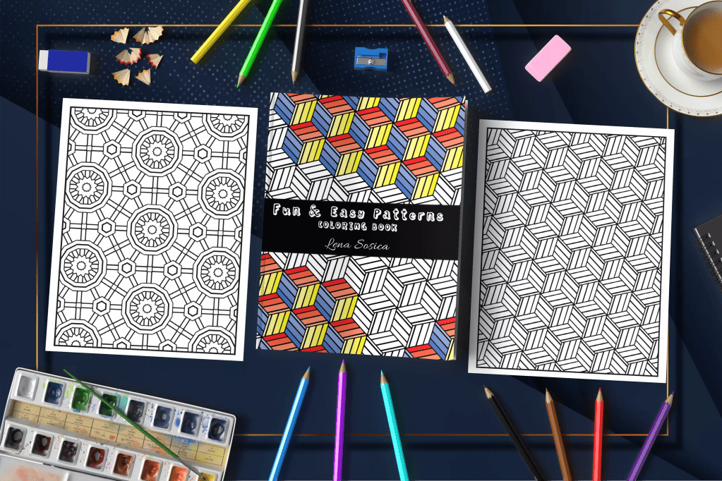 Fun & Easy Patterns Coloring Book: 20 Charming Patterns for Stress Relief and Relaxation Mockup