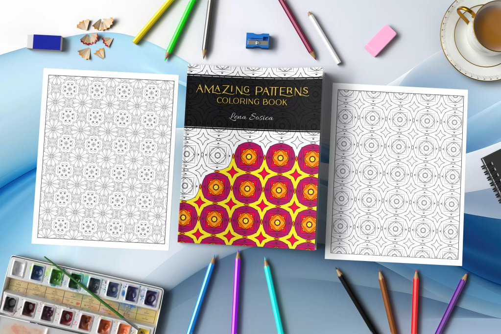 Amazing Patterns Coloring Book: Discover Tranquility - Adult Coloring Book for Mindfulness and Relaxation Mockup