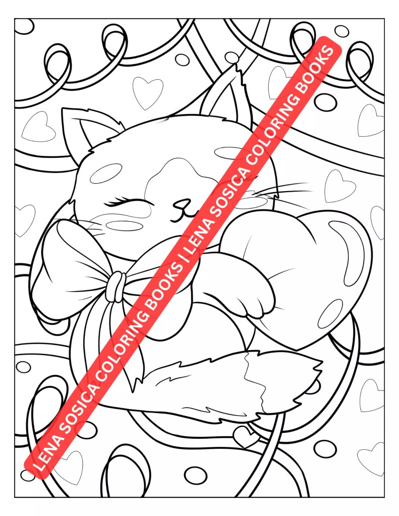 Love-Themed Animals for Valentine's Bliss: Valentine's Day Coloring Book Mockup Preview