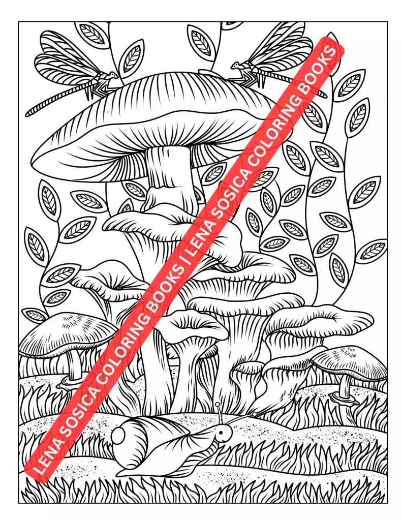 Mystical Mushroom Coloring Pages: 50 Printable Hand-Drawn Illustrations for Mushroom-Loving Creatives Mockup Preview