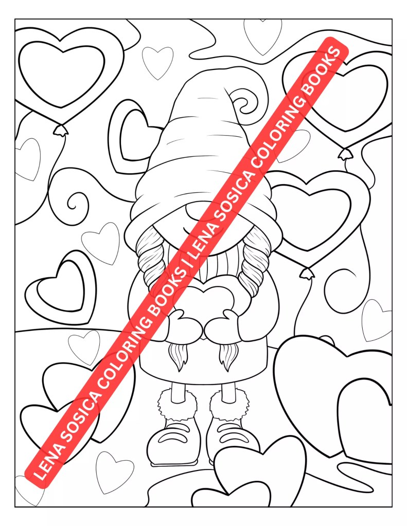 Love-Themed Animals for Valentine's Bliss: Valentine's Day Coloring Book Mockup Preview
