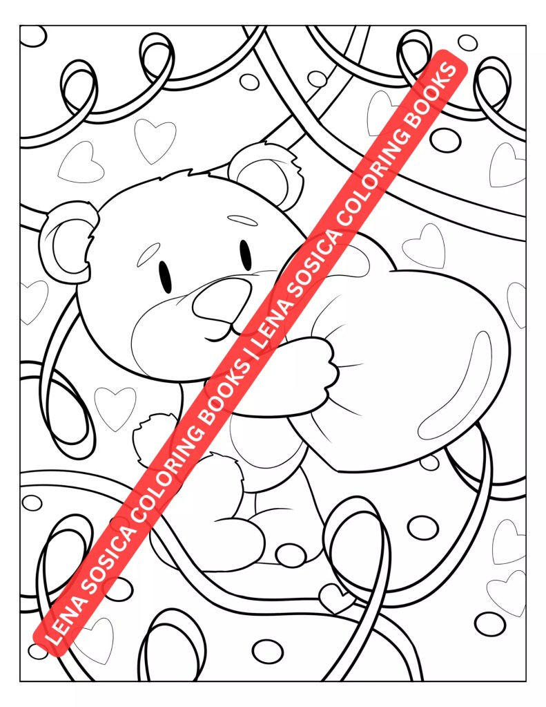 Love-Themed Animals for Valentine's Bliss: Valentine's Day Coloring Book Mockup Preview