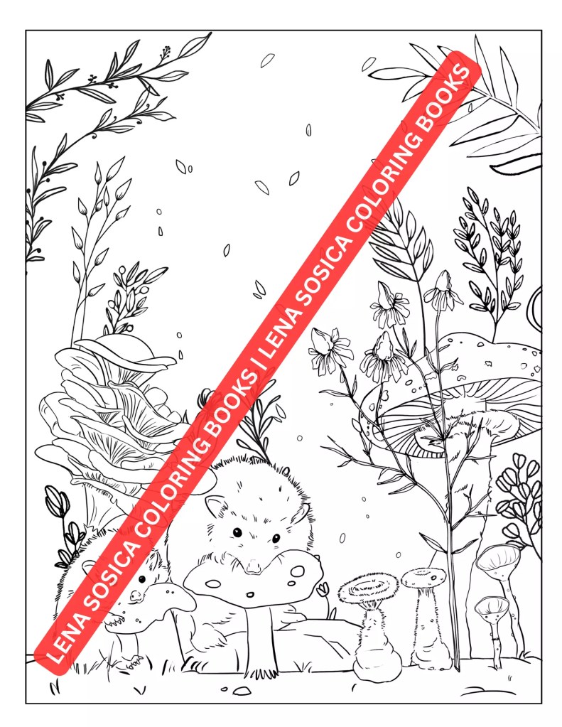 Mystical Mushroom Coloring Pages: 50 Printable Hand-Drawn Illustrations for Mushroom-Loving Creatives Mockup Preview