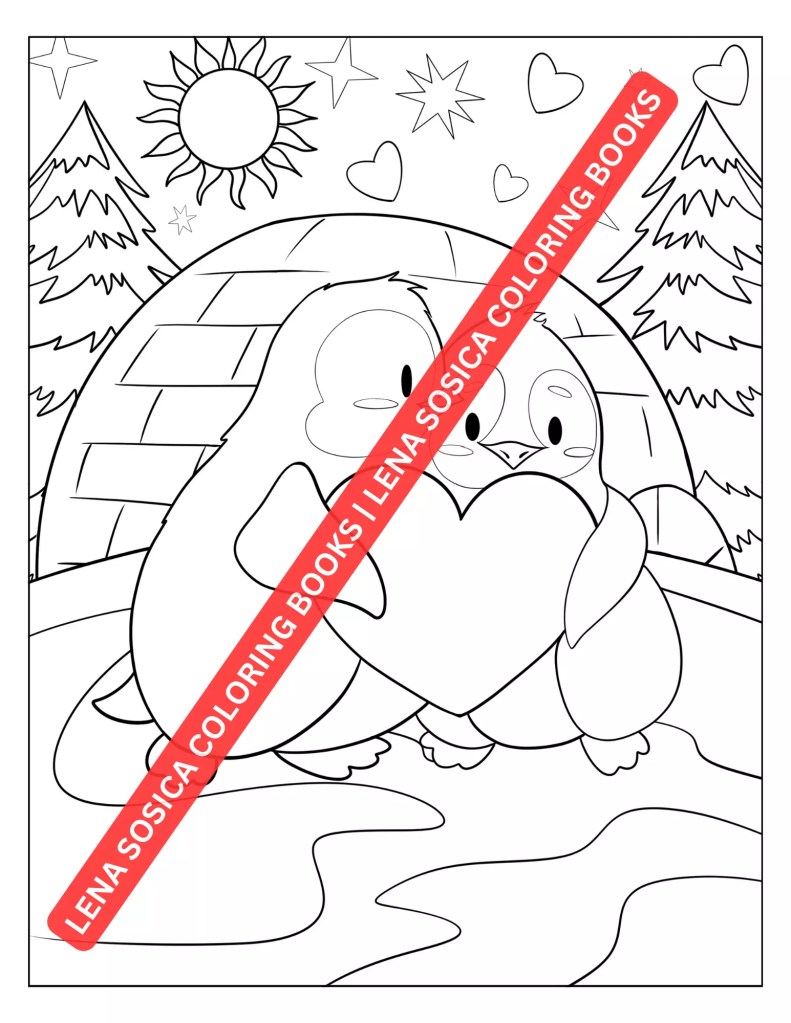 Love-Themed Animals for Valentine's Bliss: Valentine's Day Coloring Book Mockup Preview