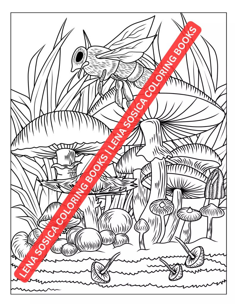 Mystical Mushroom Coloring Pages: 50 Printable Hand-Drawn Illustrations for Mushroom-Loving Creatives Mockup Preview