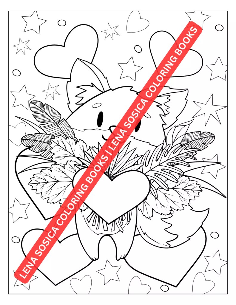 Love-Themed Animals for Valentine's Bliss: Valentine's Day Coloring Book Mockup Preview